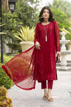 Whispers by Aleezay – Deep Red Chiffon 3pc Ready to Wear Dress WBA6