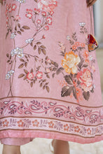 Aleezay 2pc Hand-Embellished Floral Print Silk Kaftan – AKF10