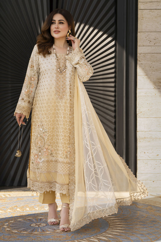 Shaadi by Silver Embroidered Chiffon Handwork Long Shirt Set SXS2