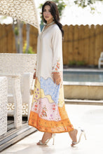 Aleezay 2pc Hand-Embellished Ivory Printed Silk Kaftan – AKF5