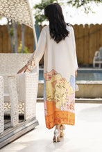 Aleezay 2pc Hand-Embellished Ivory Printed Silk Kaftan – AKF5
