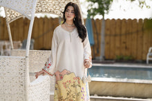 Aleezay 2pc Hand-Embellished Ivory Printed Silk Kaftan – AKF5
