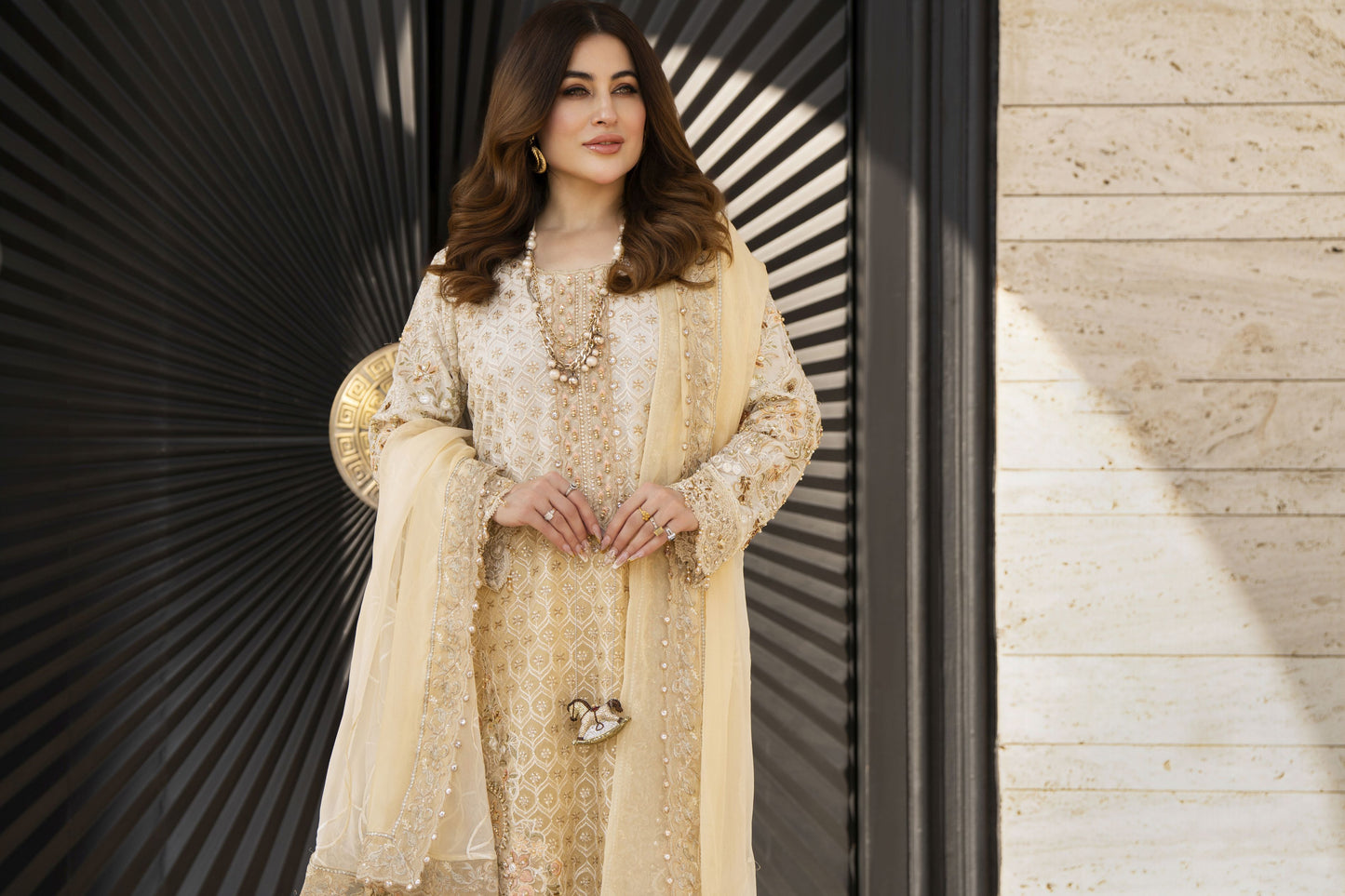 Shaadi by Silver Embroidered Chiffon Handwork Long Shirt Set SXS2