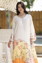 Aleezay 2pc Hand-Embellished Ivory Printed Silk Kaftan – AKF5