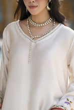 Aleezay 2pc Hand-Embellished Ivory Printed Silk Kaftan – AKF5