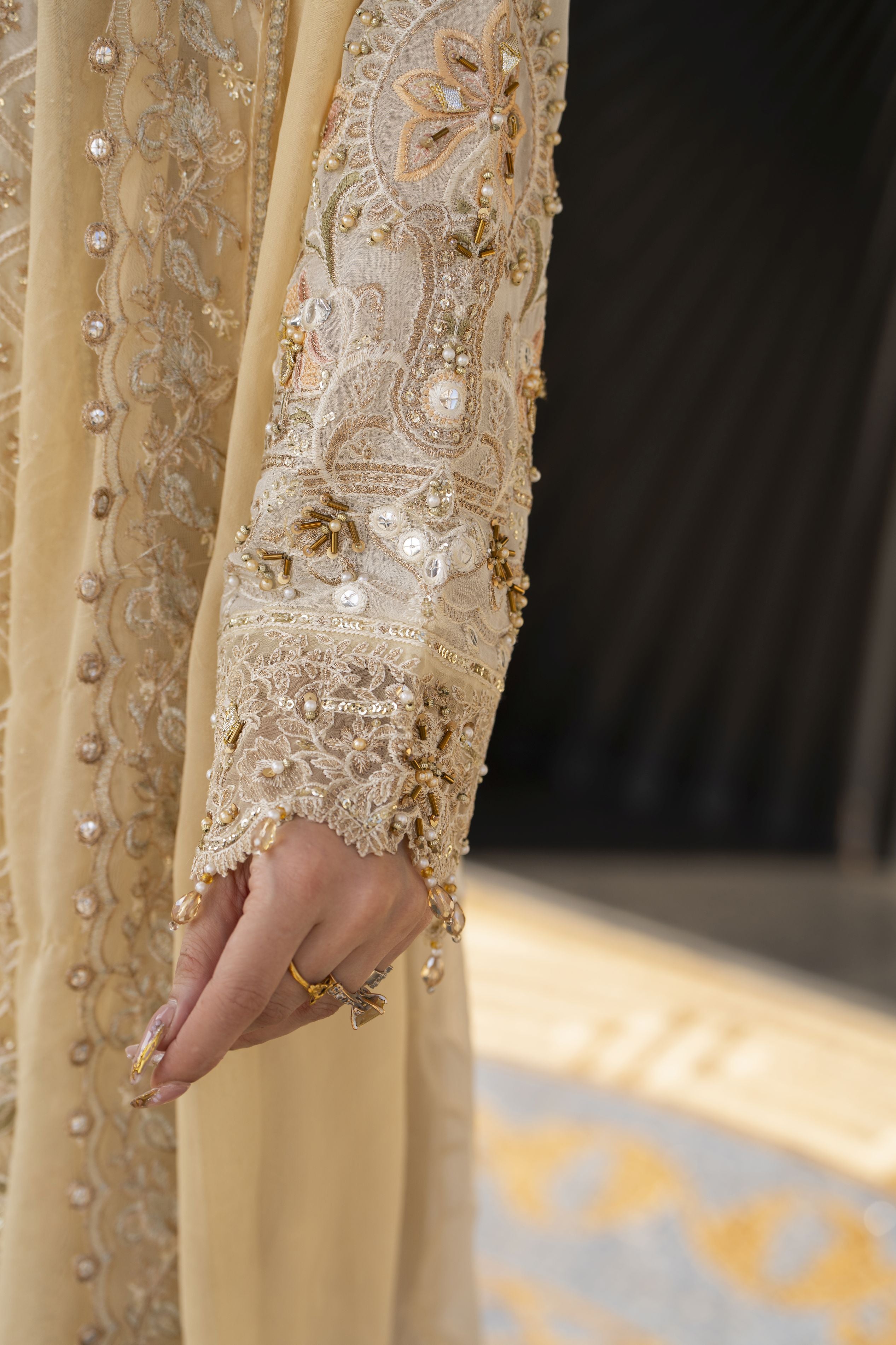 Shaadi by Silver Embroidered Chiffon Handwork Long Shirt Set SXS2