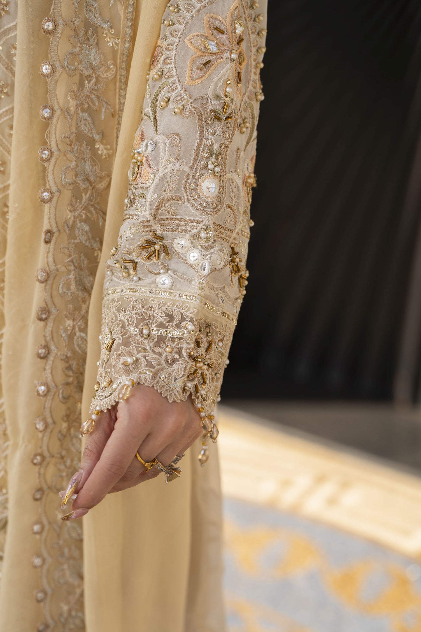 Shaadi by Silver Embroidered Chiffon Handwork Long Shirt Set SXS2