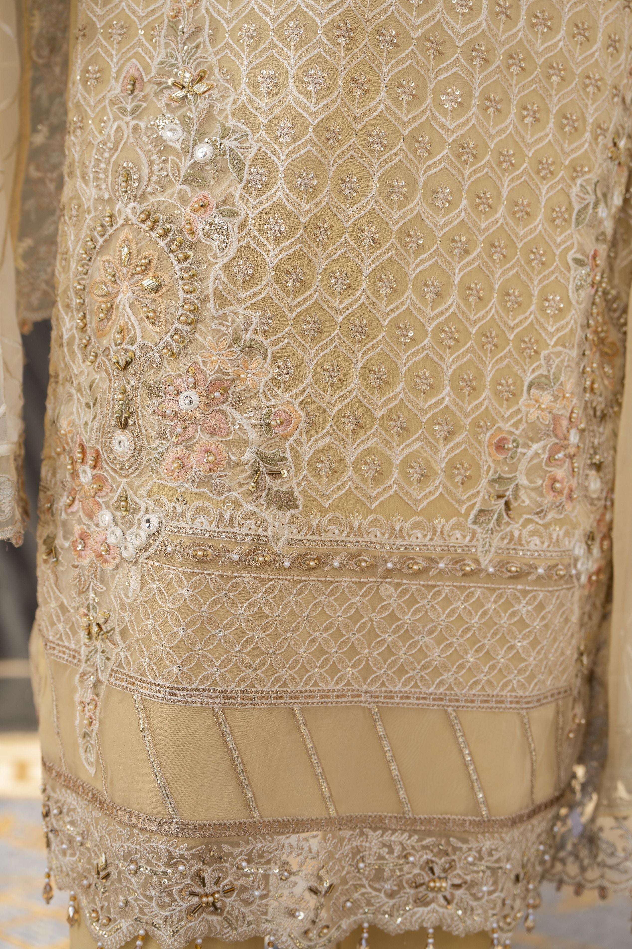 Shaadi by Silver Embroidered Chiffon Handwork Long Shirt Set SXS2