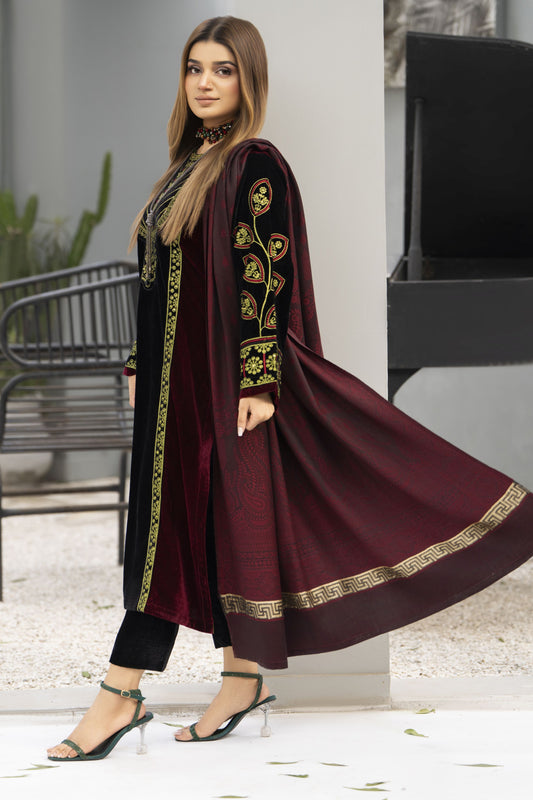 Zaina Plush – Ziva Dual-Tone Velvet Ready to Wear 3pc Suit