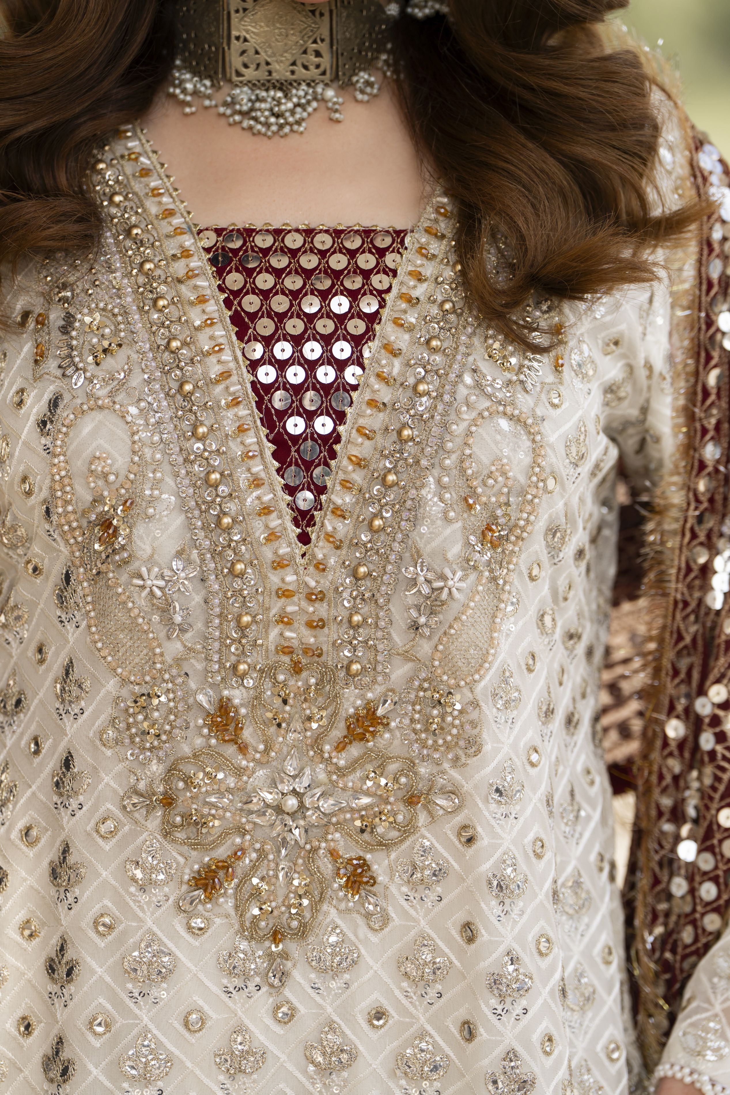 Shaadi by Silver Off White Chiffon Handwork Formal Sharara Set SXS5