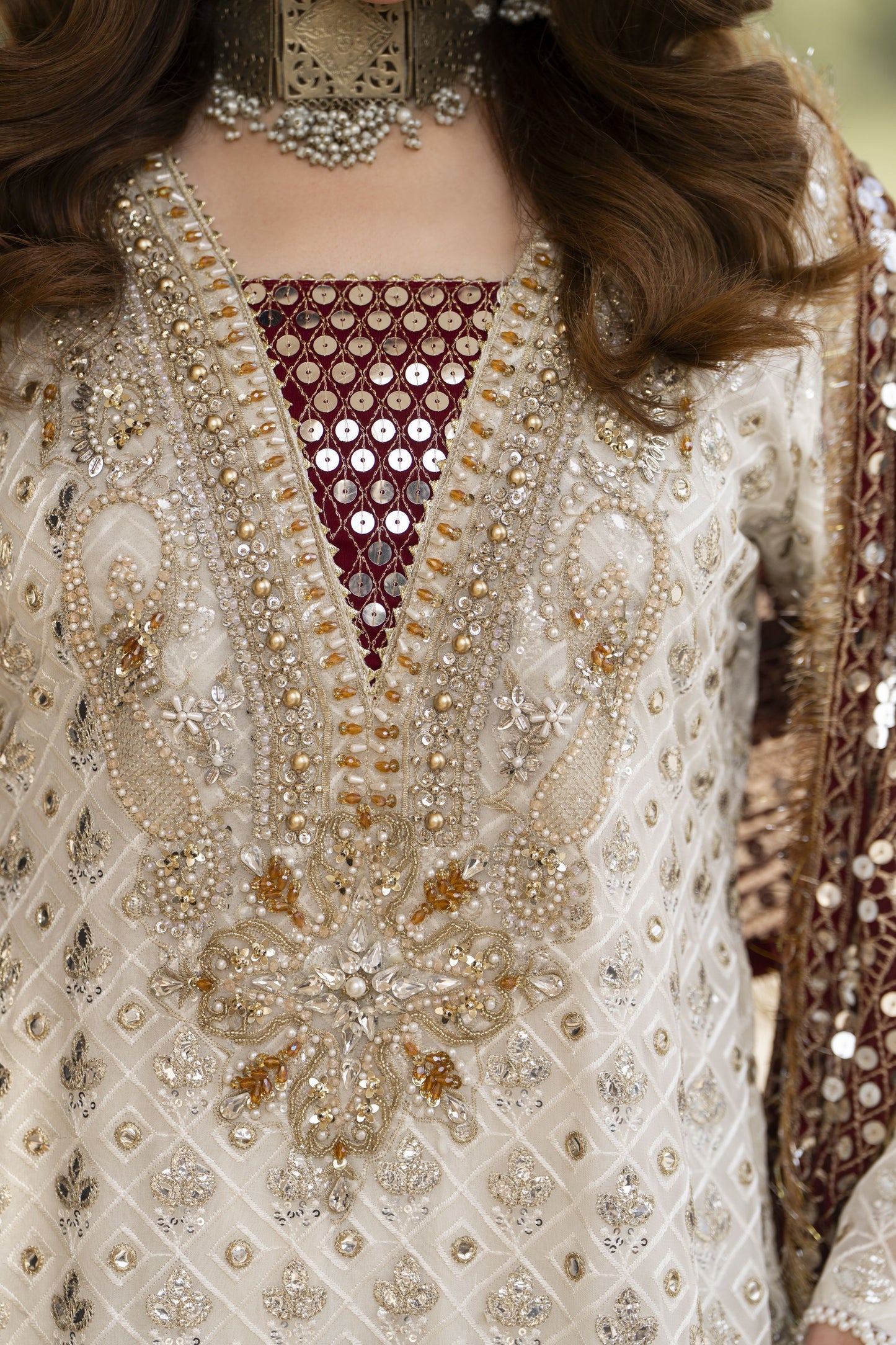 Shaadi by Silver Off White Chiffon Handwork Formal Sharara Set SXS5