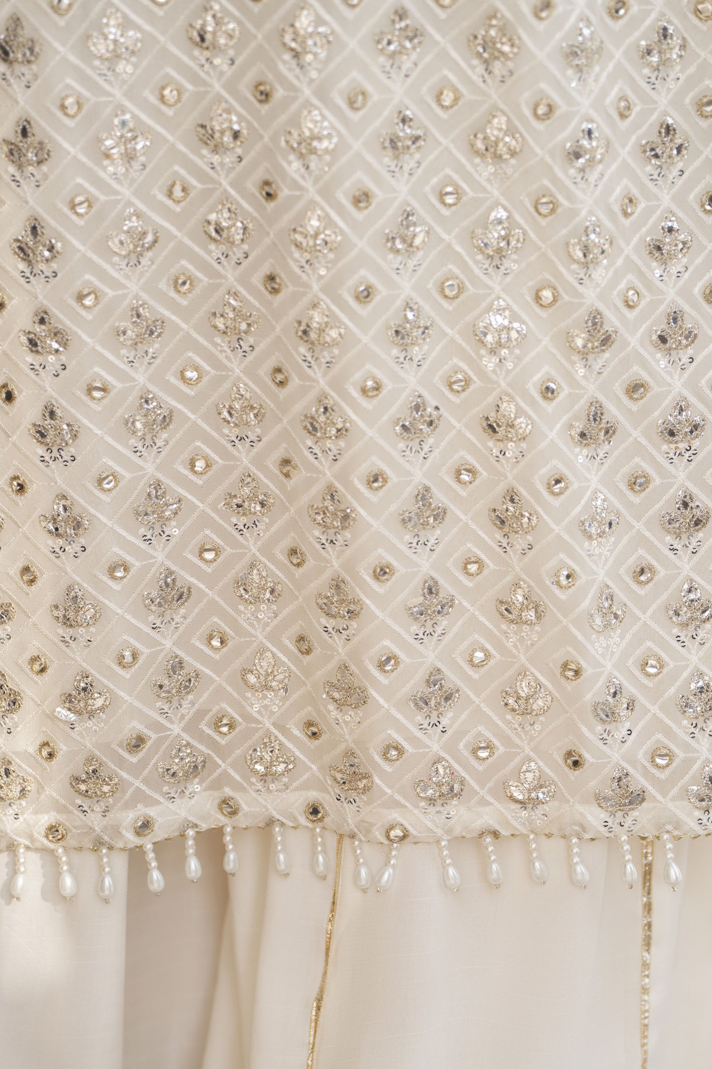 Shaadi by Silver Off White Chiffon Handwork Formal Sharara Set SXS5