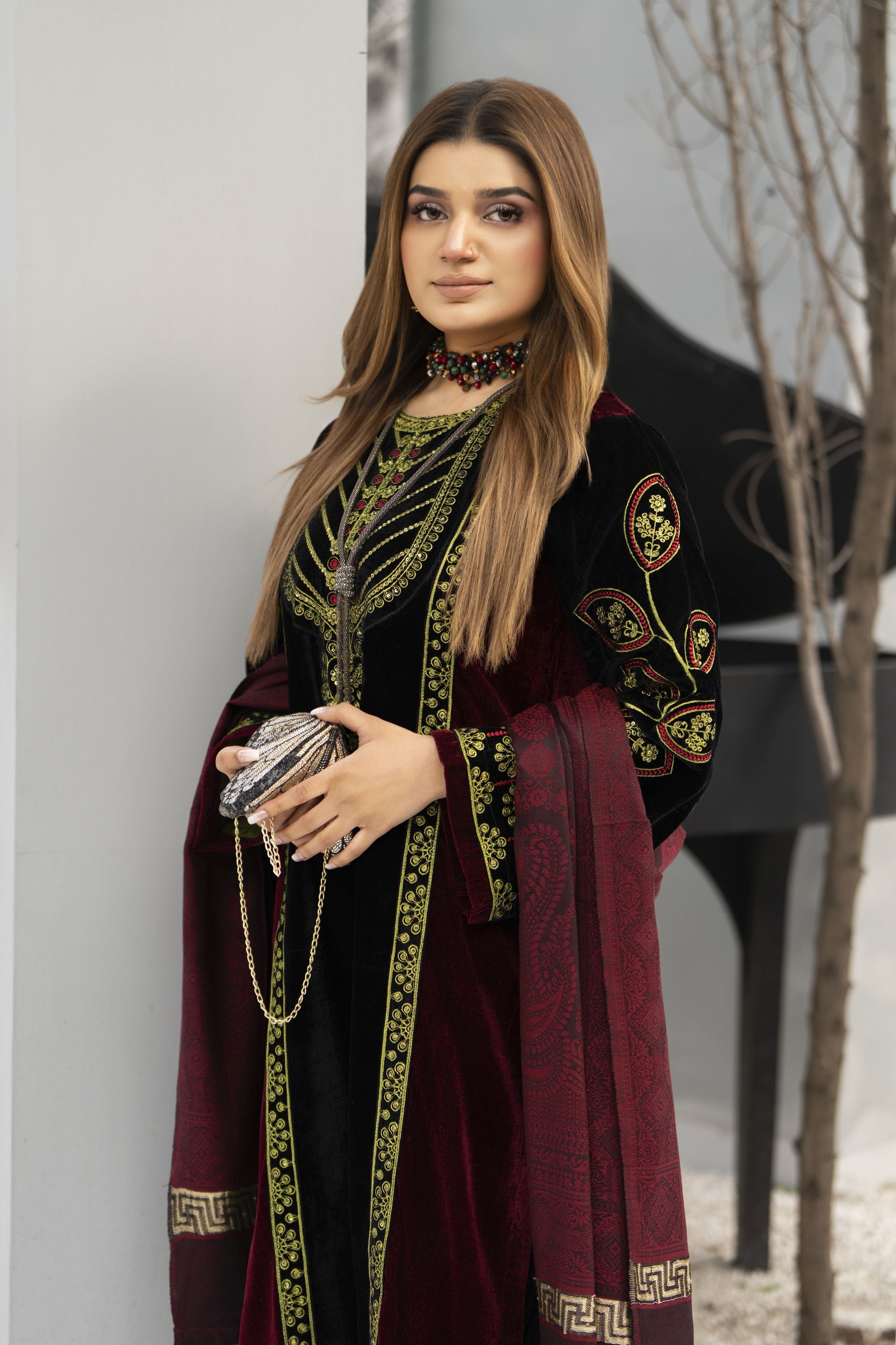 Zaina Plush – Ziva Dual-Tone Velvet Ready to Wear 3pc Suit