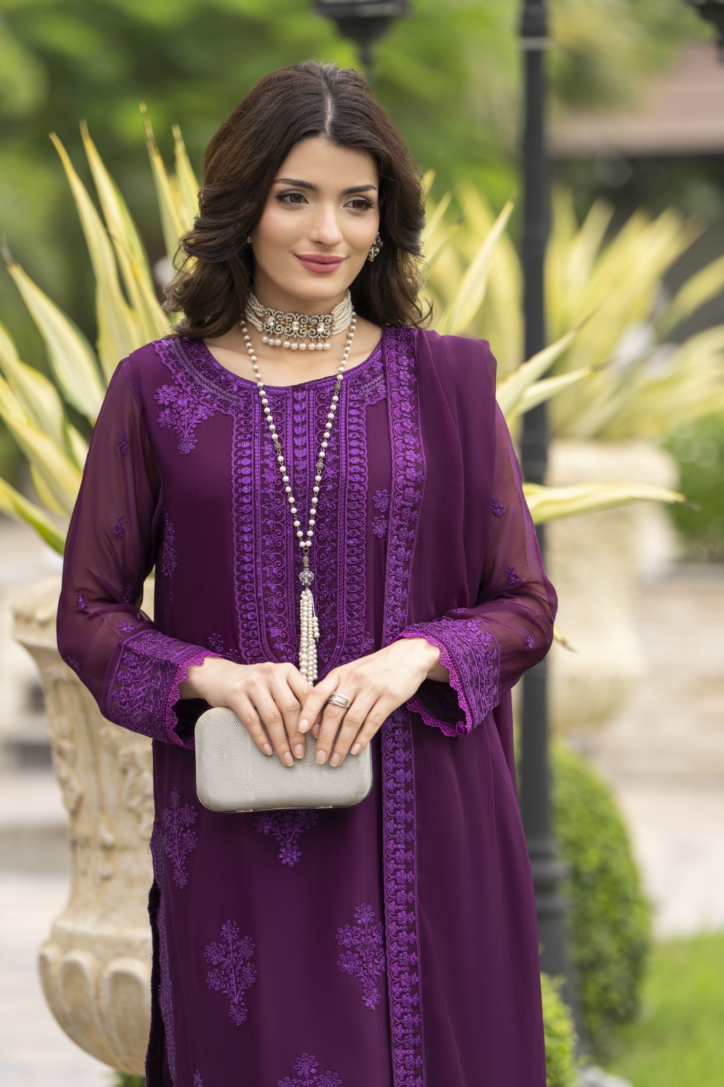 Whispers by Aleezay – Purple Chiffon 3pc Ready to Wear Dress WBA2