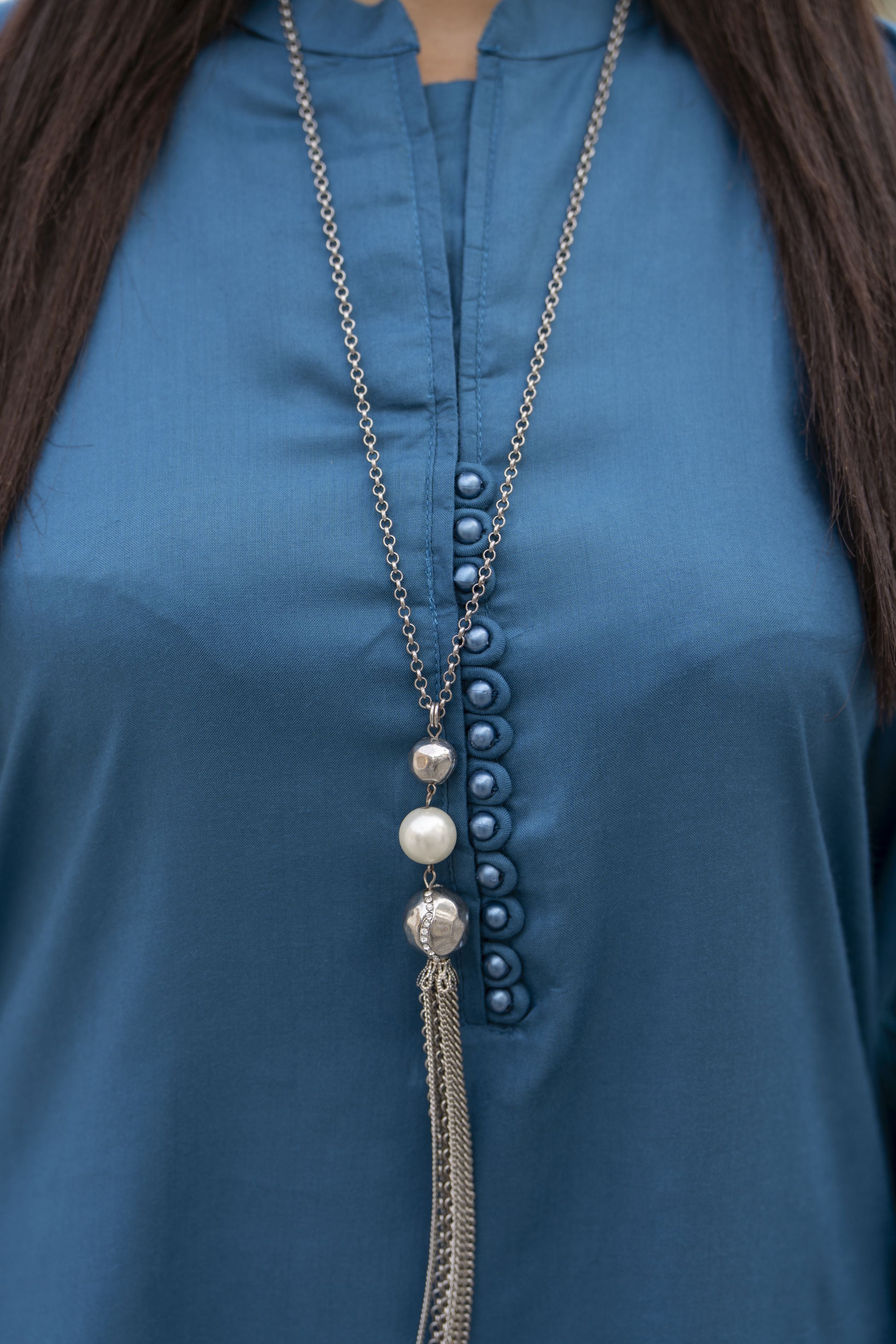 Zaiwa Teal Blue Linen 2pc Cutwork Sleeves Designer Dress | Sku Code: ZBRW10