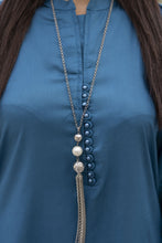 Zaiwa Teal Blue Linen 2pc Cutwork Sleeves Designer Dress | Sku Code: ZBRW10