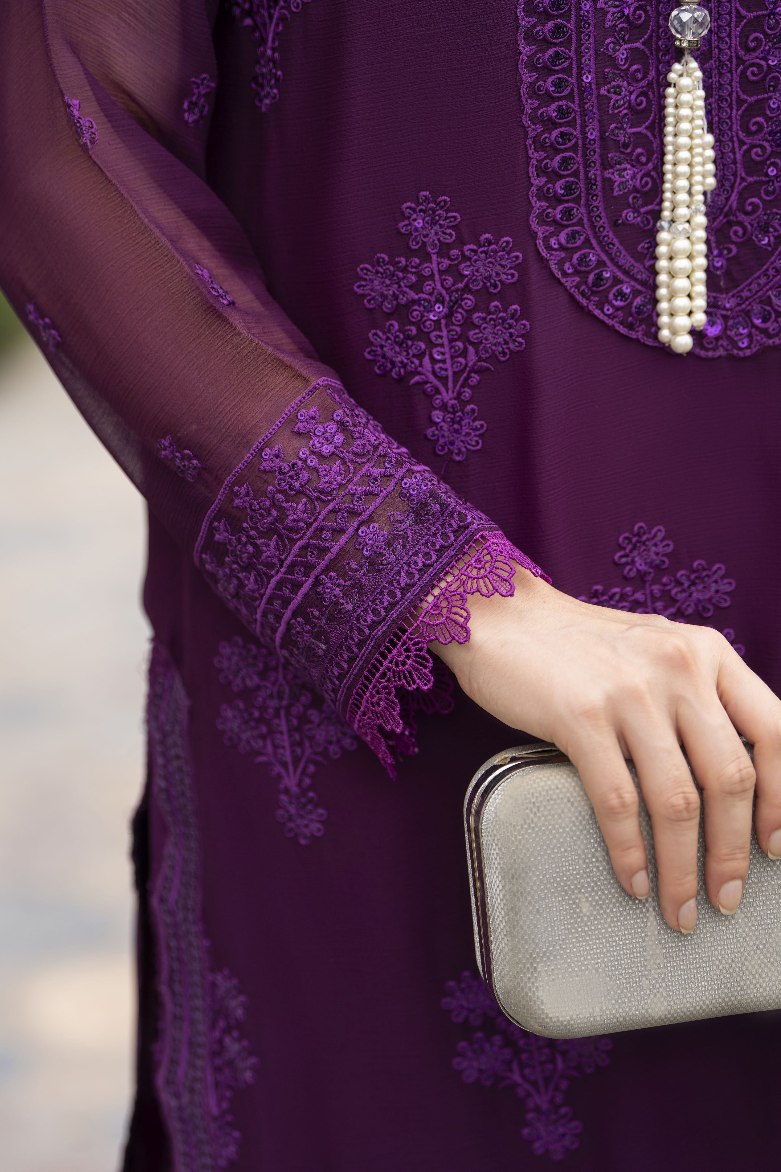 Whispers by Aleezay – Purple Chiffon 3pc Ready to Wear Dress WBA2