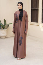 Rust Nida Abaya with Navy Beaded Handwork – Zaina Luxe Drapes Collection ZLD9