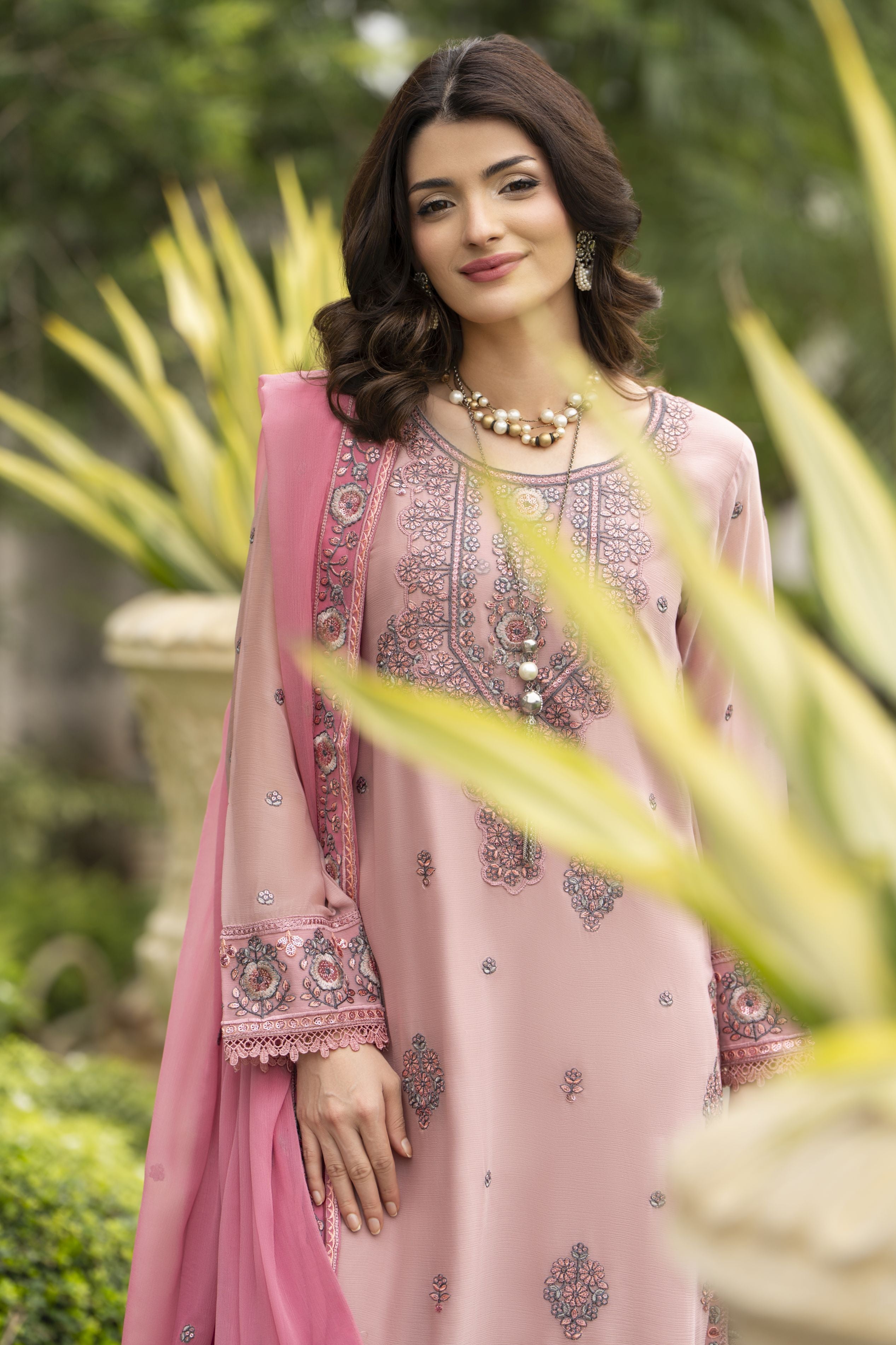 Whispers by Aleezay – Pink Chiffon 3pc Ready to Wear Dress WBA3