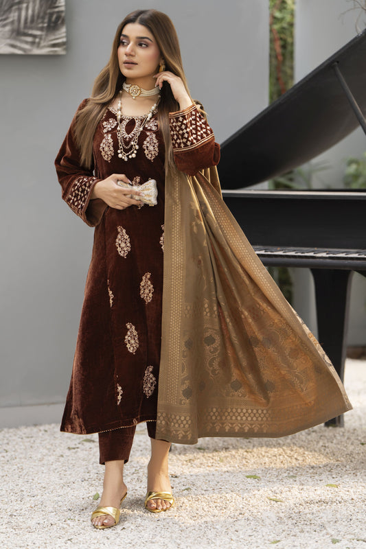 Zaina Plush – Tara Velvet Ready to Wear 3pc Suit