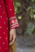 Radiant Red Embroidered 3pc Raw Silk Suit – Roshni1 by Gul Warun