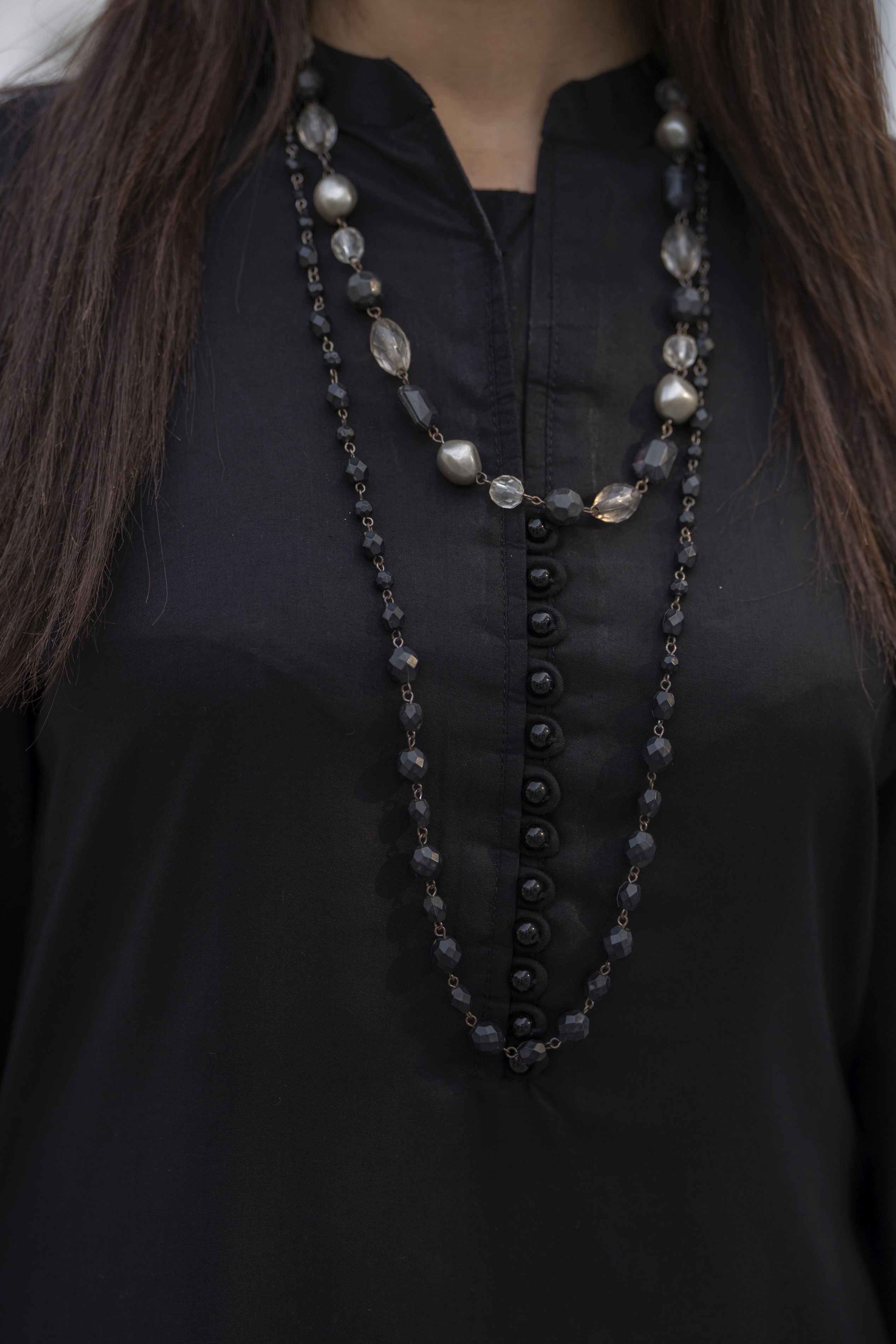 Zaiwa Black Linen 2pc Cutwork Sleeves Designer Womenswear | Sku Code: ZBRW9