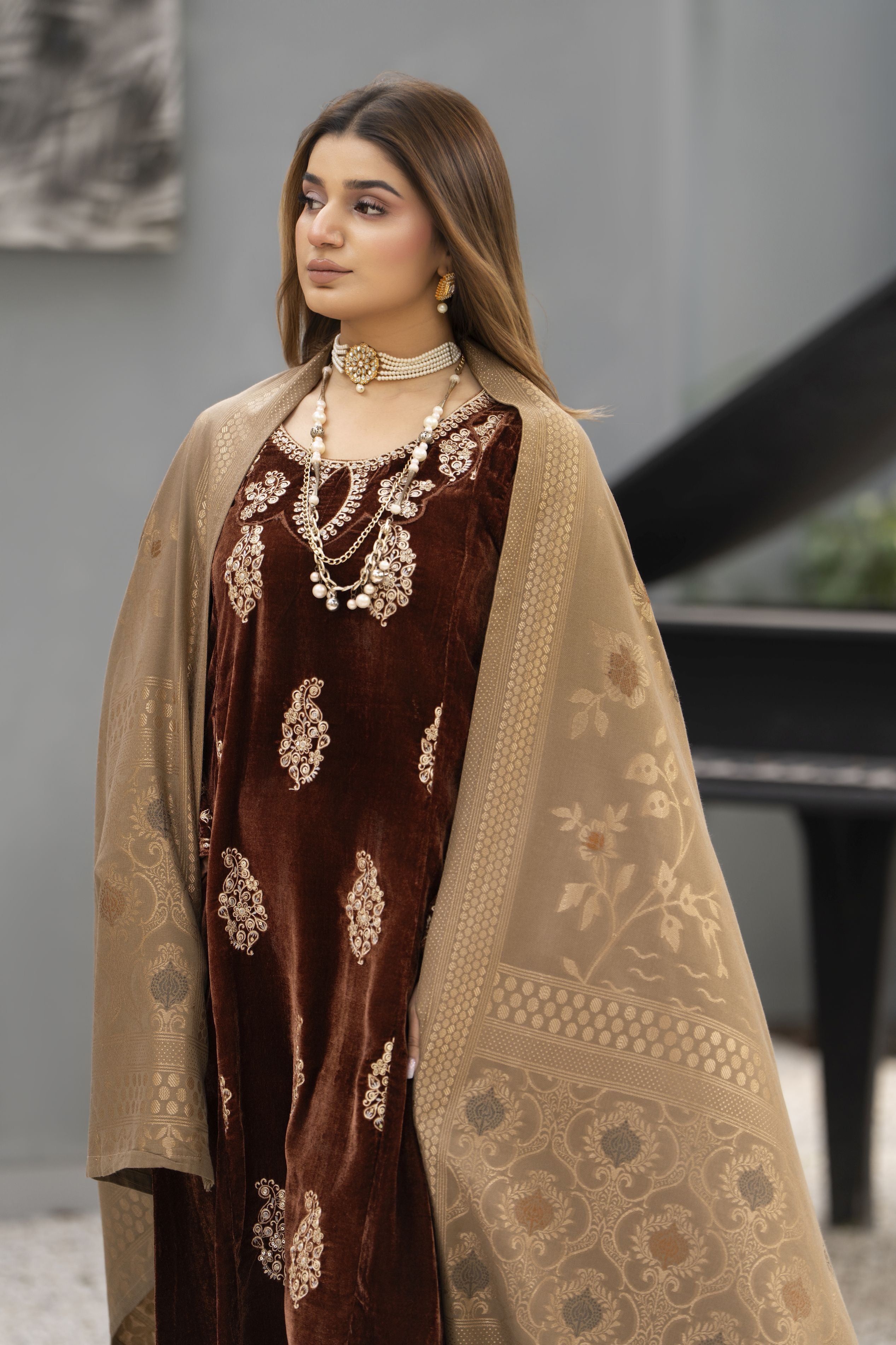 Zaina Plush – Tara Velvet Ready to Wear 3pc Suit