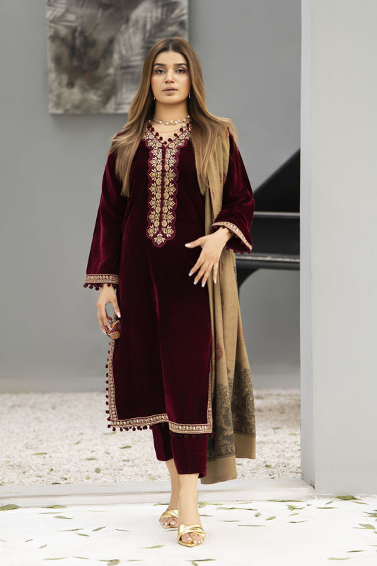 Zaina Plush – Raya Velvet Ready to Wear 3pc Suit
