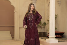 Arwah Chandni 3pc Maroon Chiffon Formal Suit CR5