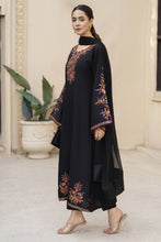 Elegant Black Embroidered 3pc Poly Linen Suit – GWPL01 by Gul Warun