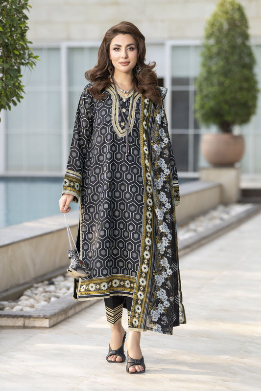 Zaina Bliss 3pc Printed Lawn Suit With Gota Work Bliss9