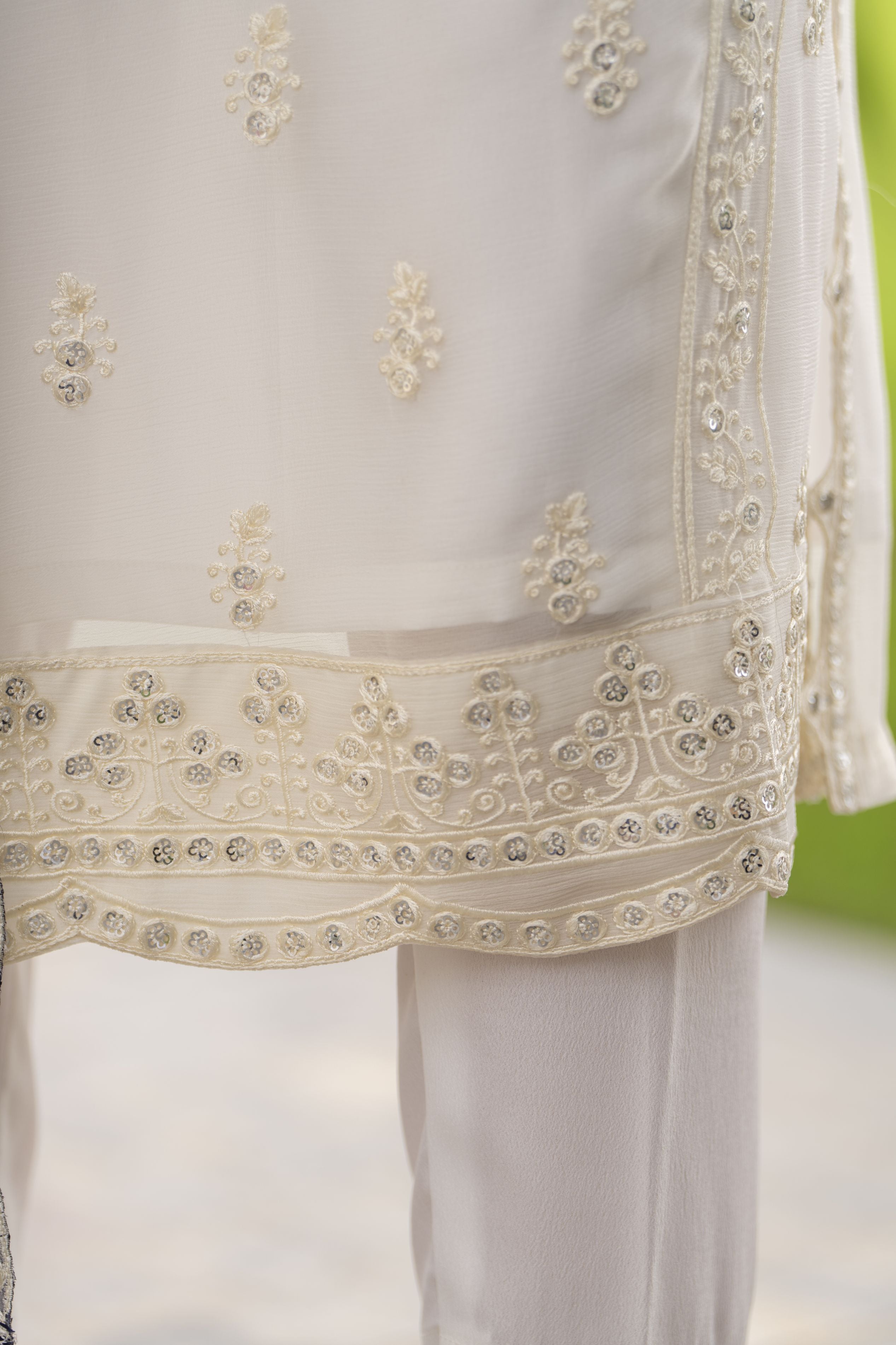 Whispers by Aleezay – Ivory Chiffon 3pc Ready to Wear Dress WBA7