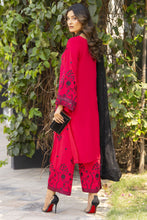 Deep Pink & Black Embroidered 3pc Raw Silk Suit – Roshni3 by Gul Warun