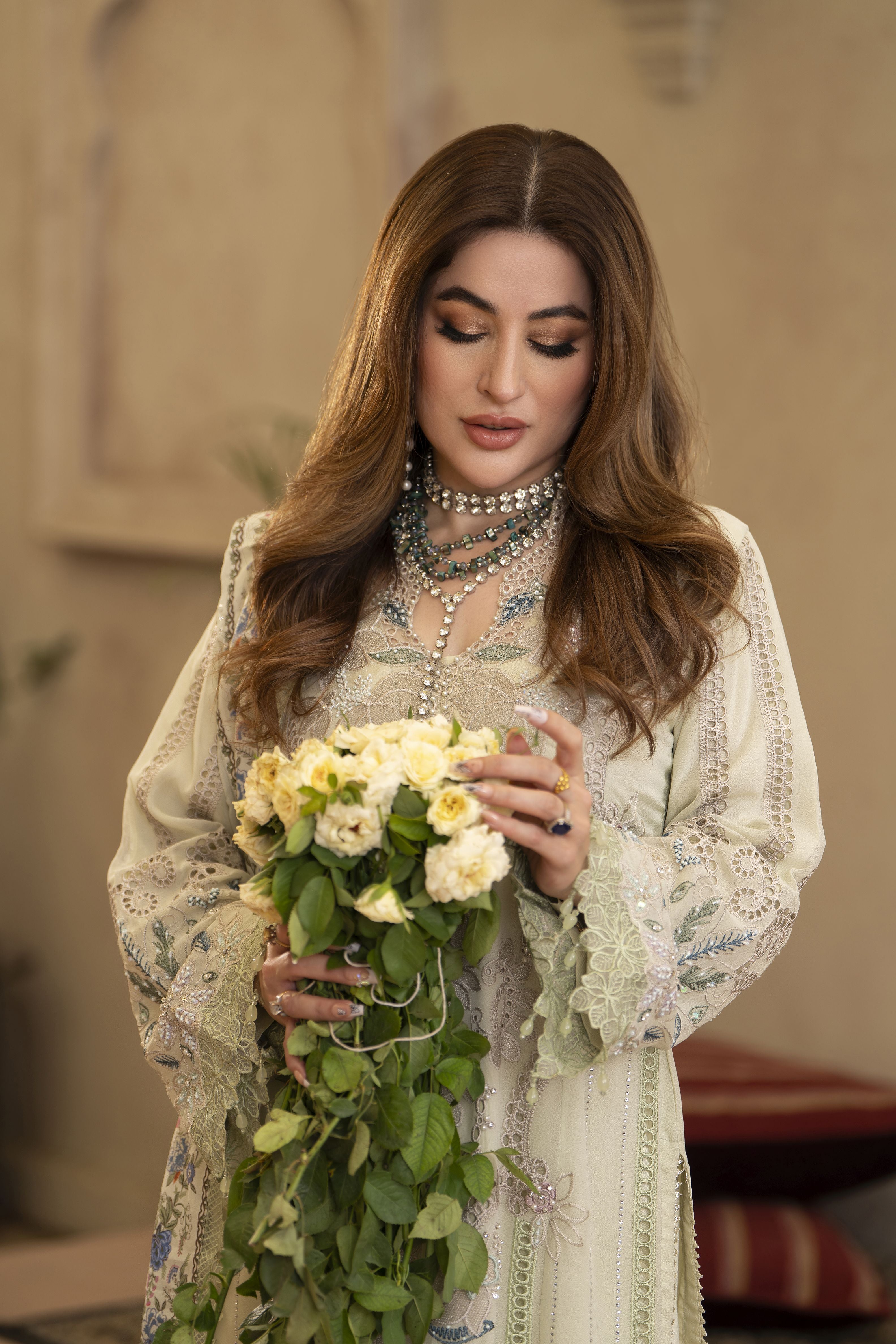 Arwah Chandni 3pc Handworked Chiffon Suit CR1