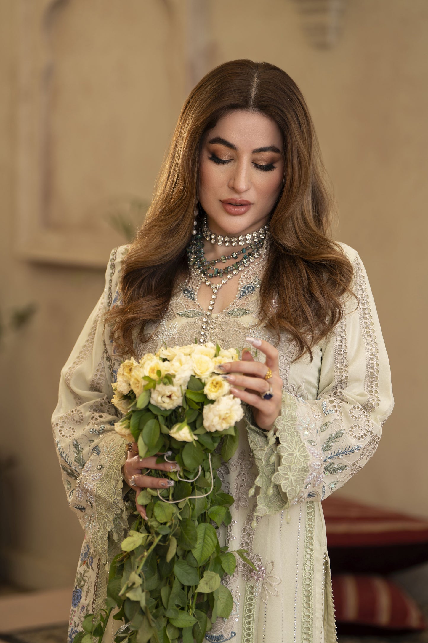 Arwah Chandni 3pc Handworked Chiffon Suit CR1