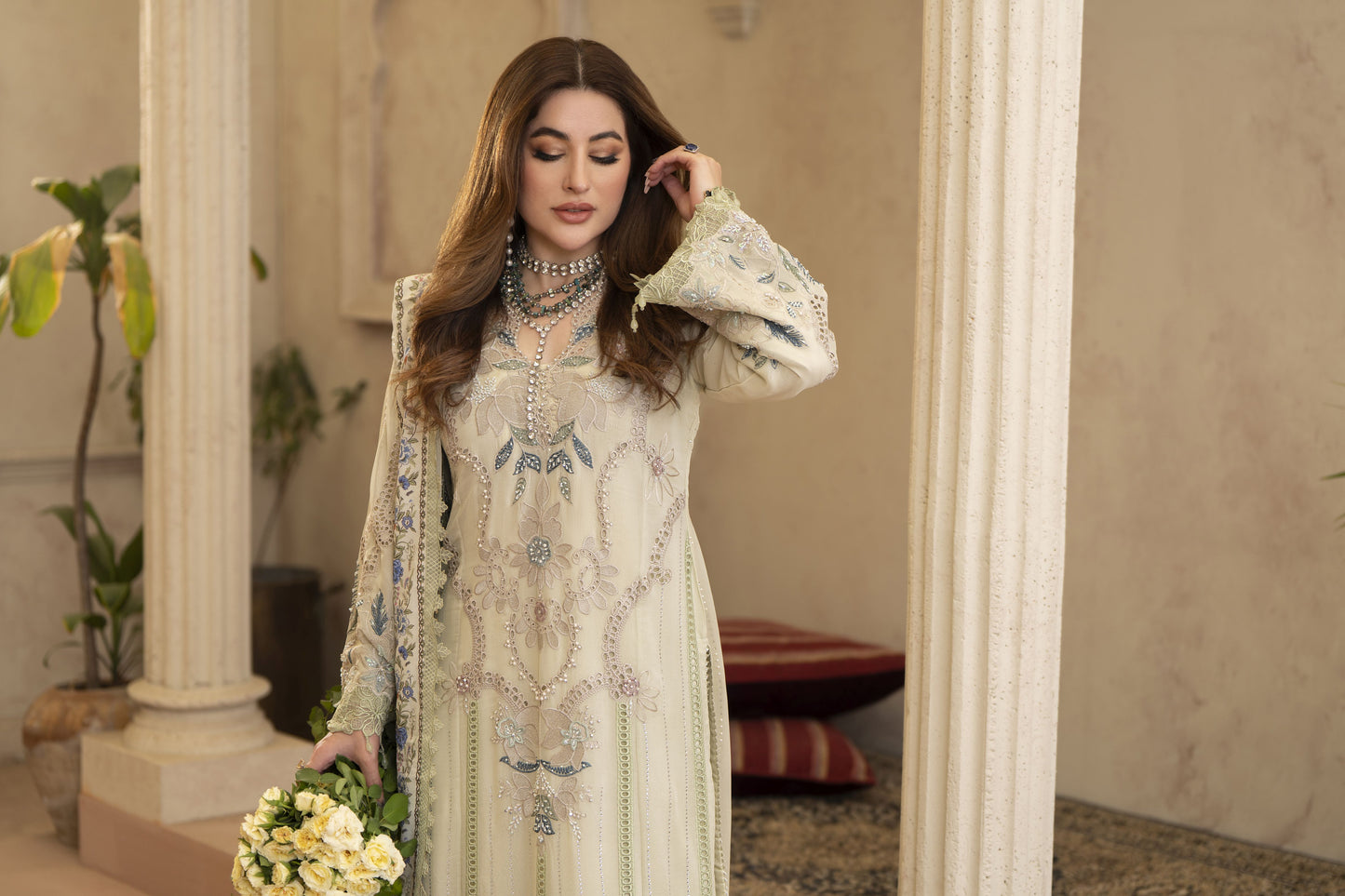 Arwah Chandni 3pc Handworked Chiffon Suit CR1