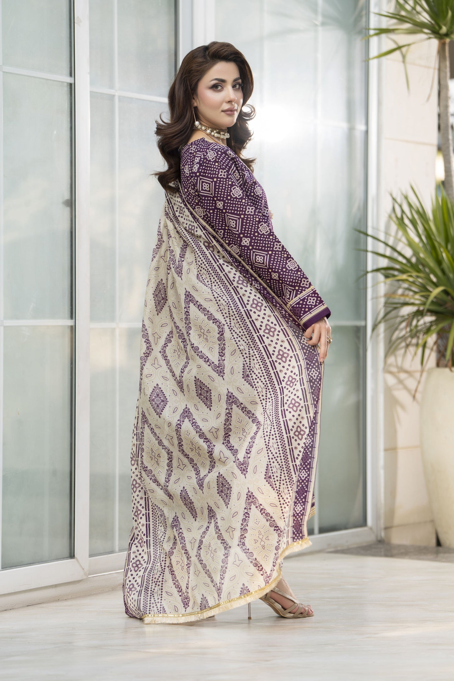Zaina Bliss 3pc Printed Lawn Suit With Gota Lace Dupatta Bliss8
