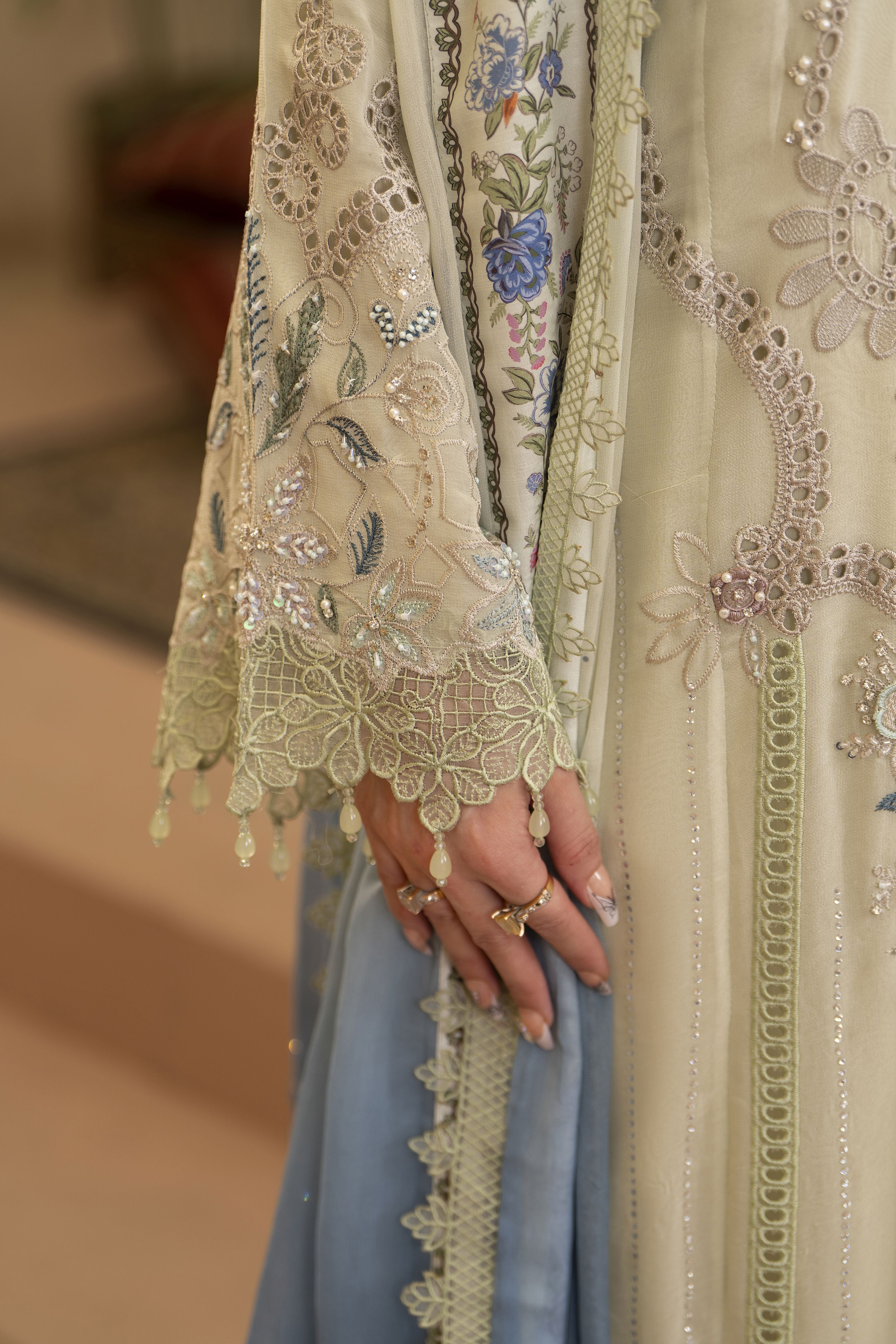 Arwah Chandni 3pc Handworked Chiffon Suit CR1