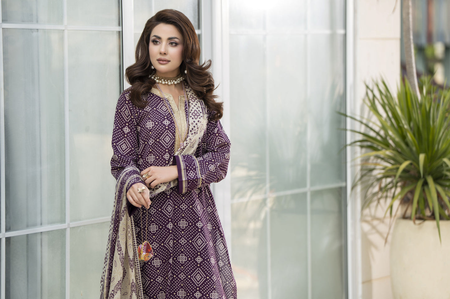 Zaina Bliss 3pc Printed Lawn Suit With Gota Lace Dupatta Bliss8