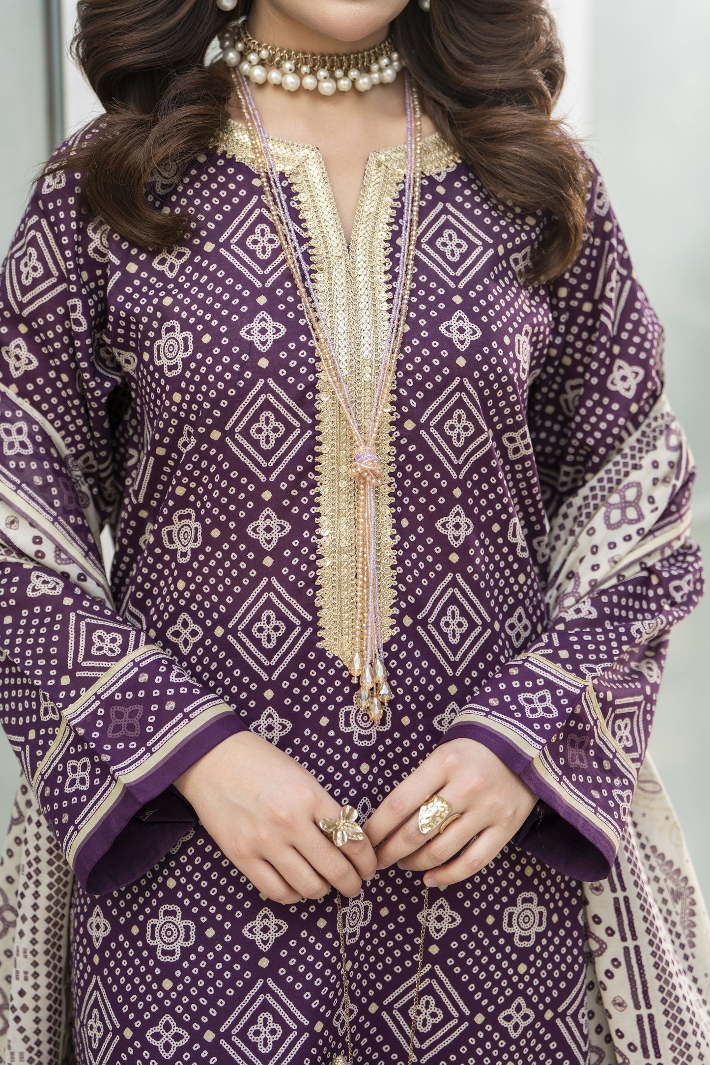 Zaina Bliss 3pc Printed Lawn Suit With Gota Lace Dupatta Bliss8