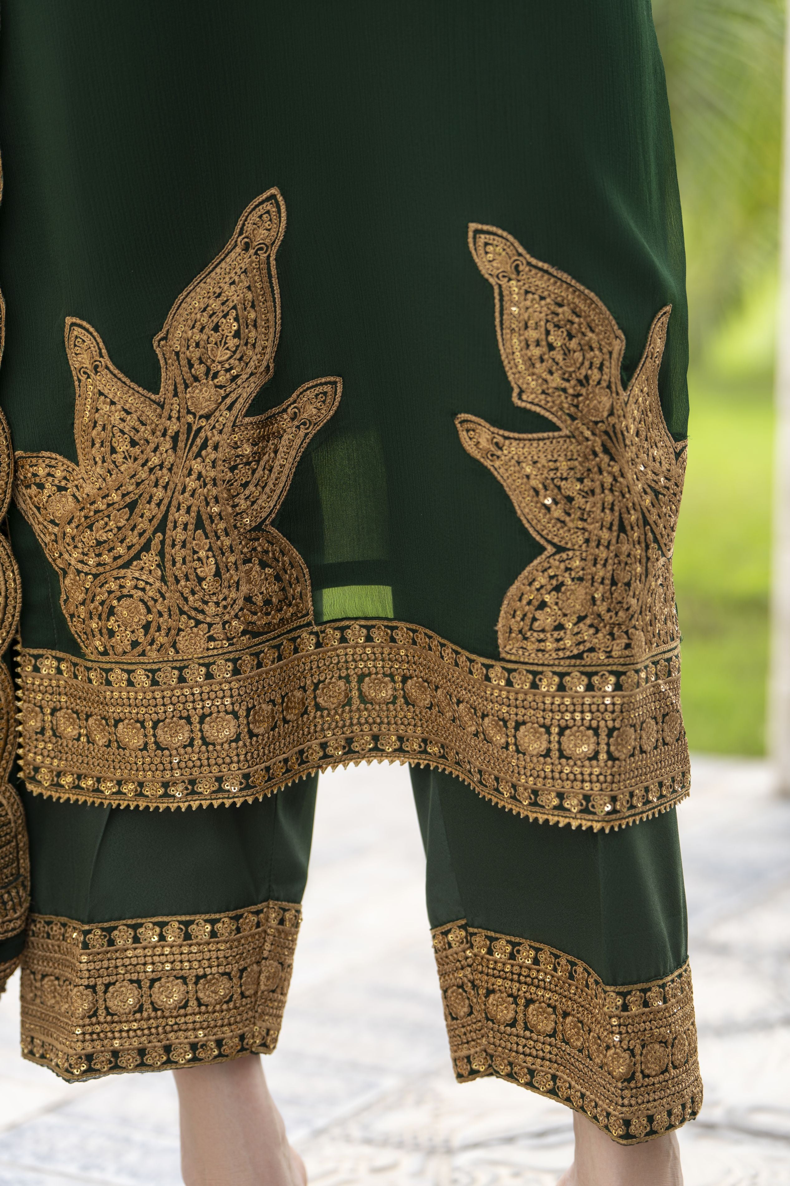 Whispers by Aleezay – Emerald Green Chiffon 3pc Ready to Wear Dress WBA4