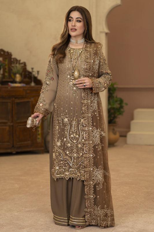 Arwah Chandni 3pc Two Tone Chiffon Formal Suit CR6