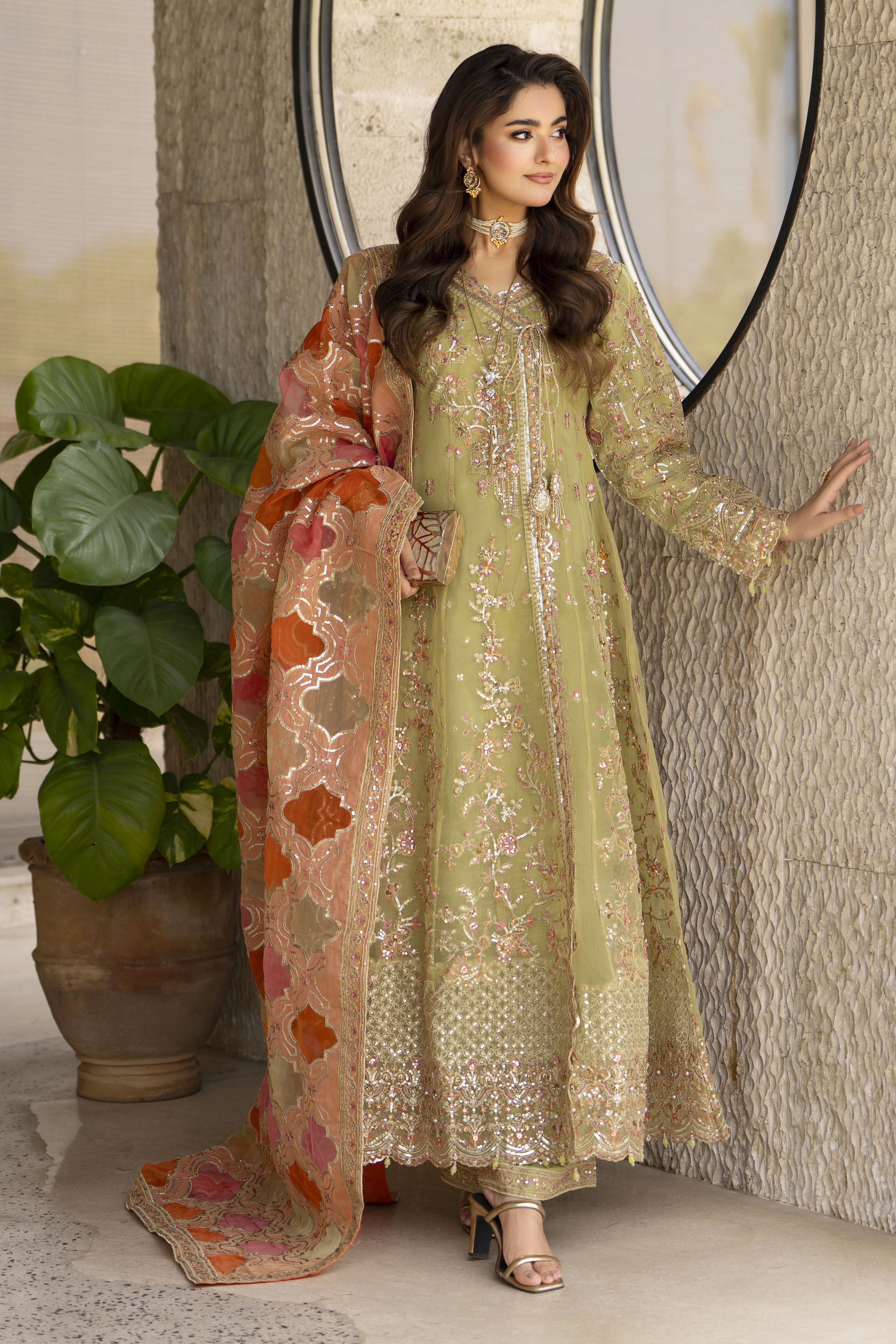 Arwah The Wedding Guest Edit 3pc Handworked Organza Angrakha – ASG5