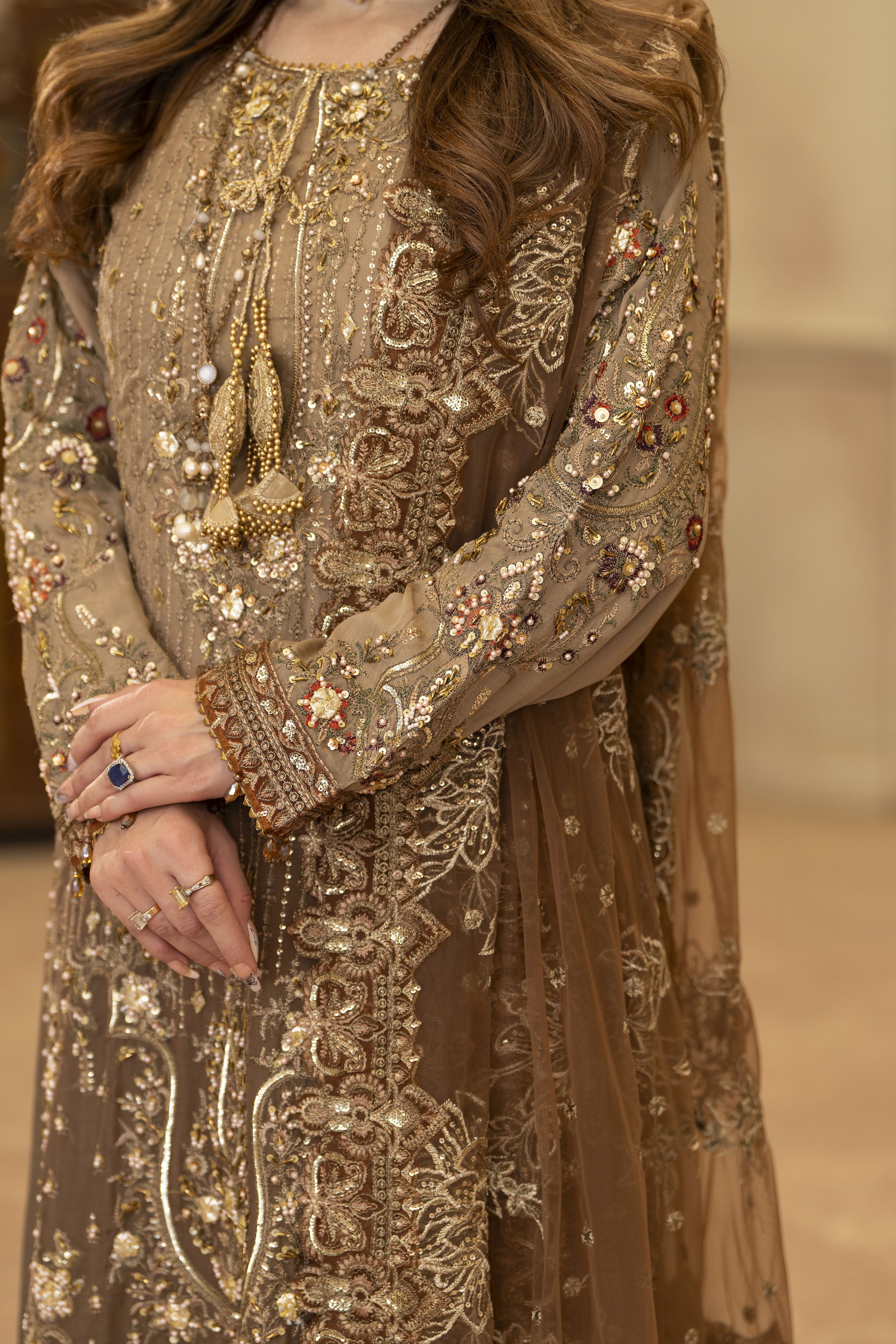 Arwah Chandni 3pc Two Tone Chiffon Formal Suit CR6