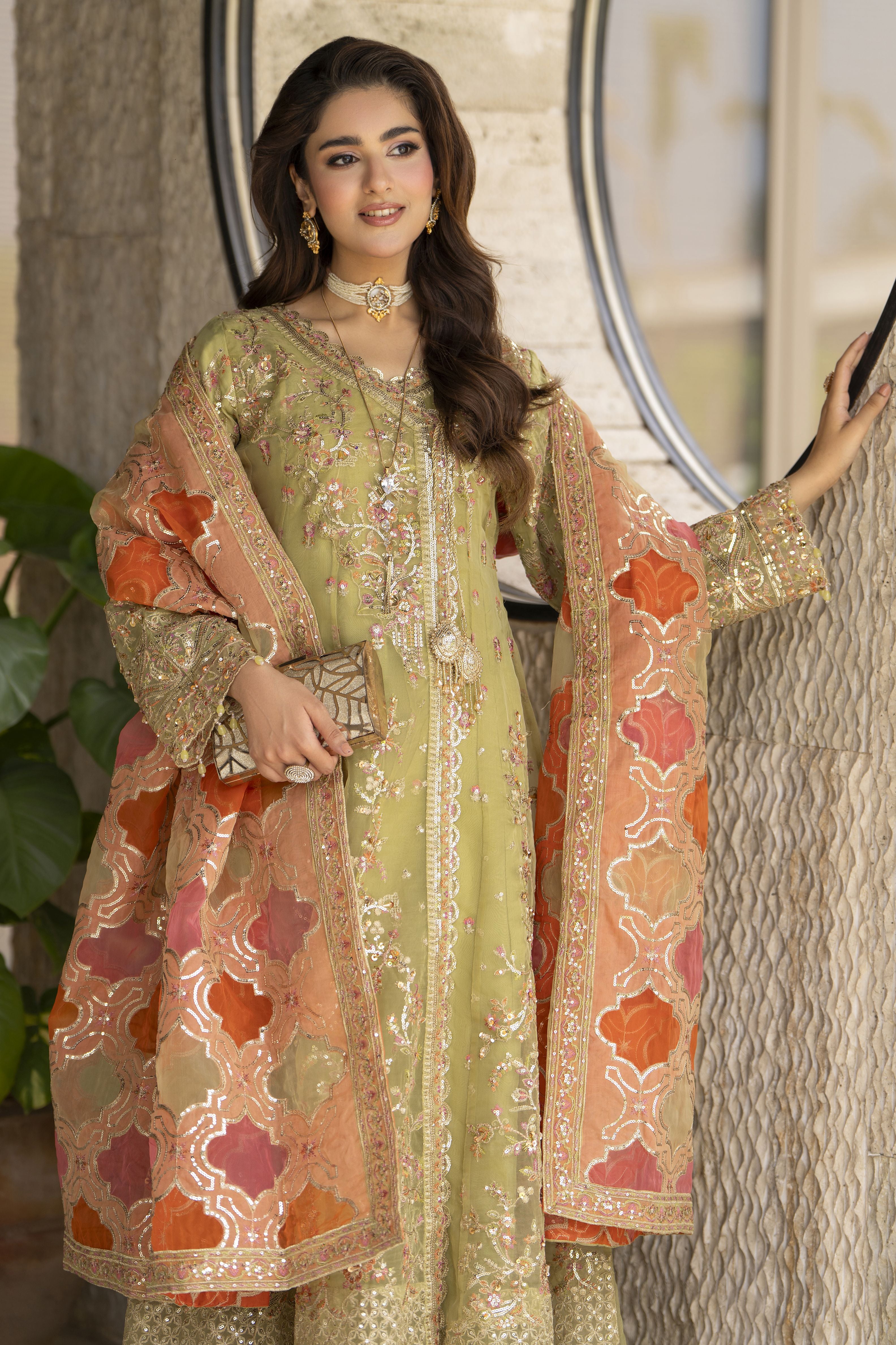 Arwah The Wedding Guest Edit 3pc Handworked Organza Angrakha – ASG5