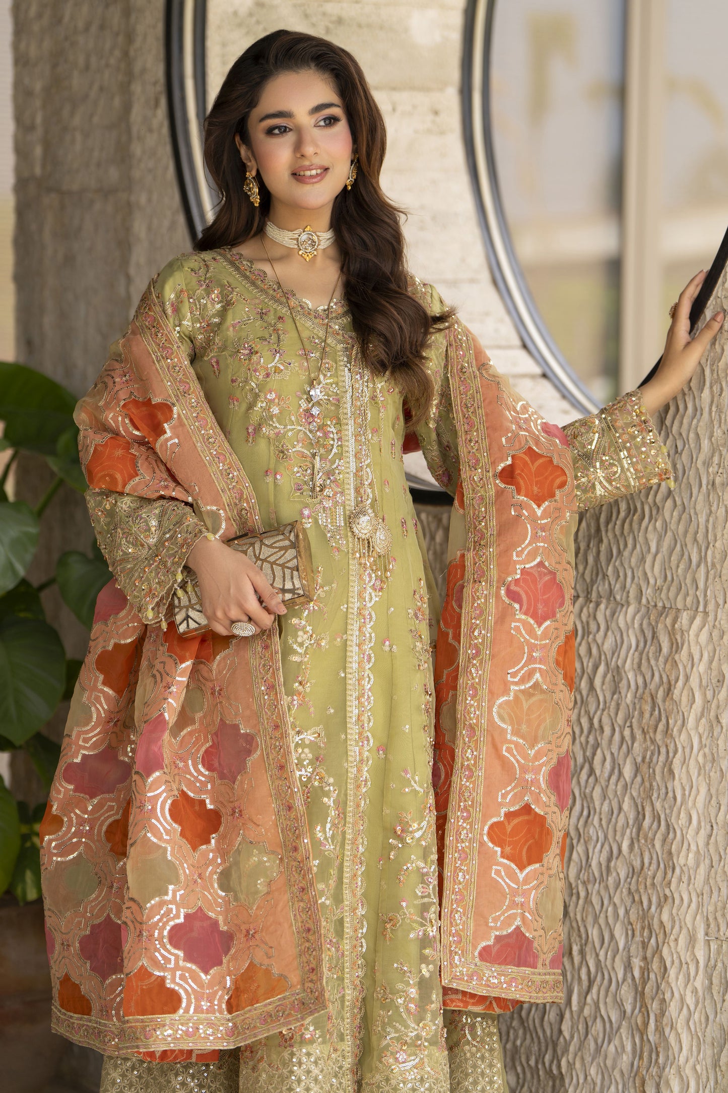 Arwah The Wedding Guest Edit 3pc Handworked Organza Angrakha – ASG5