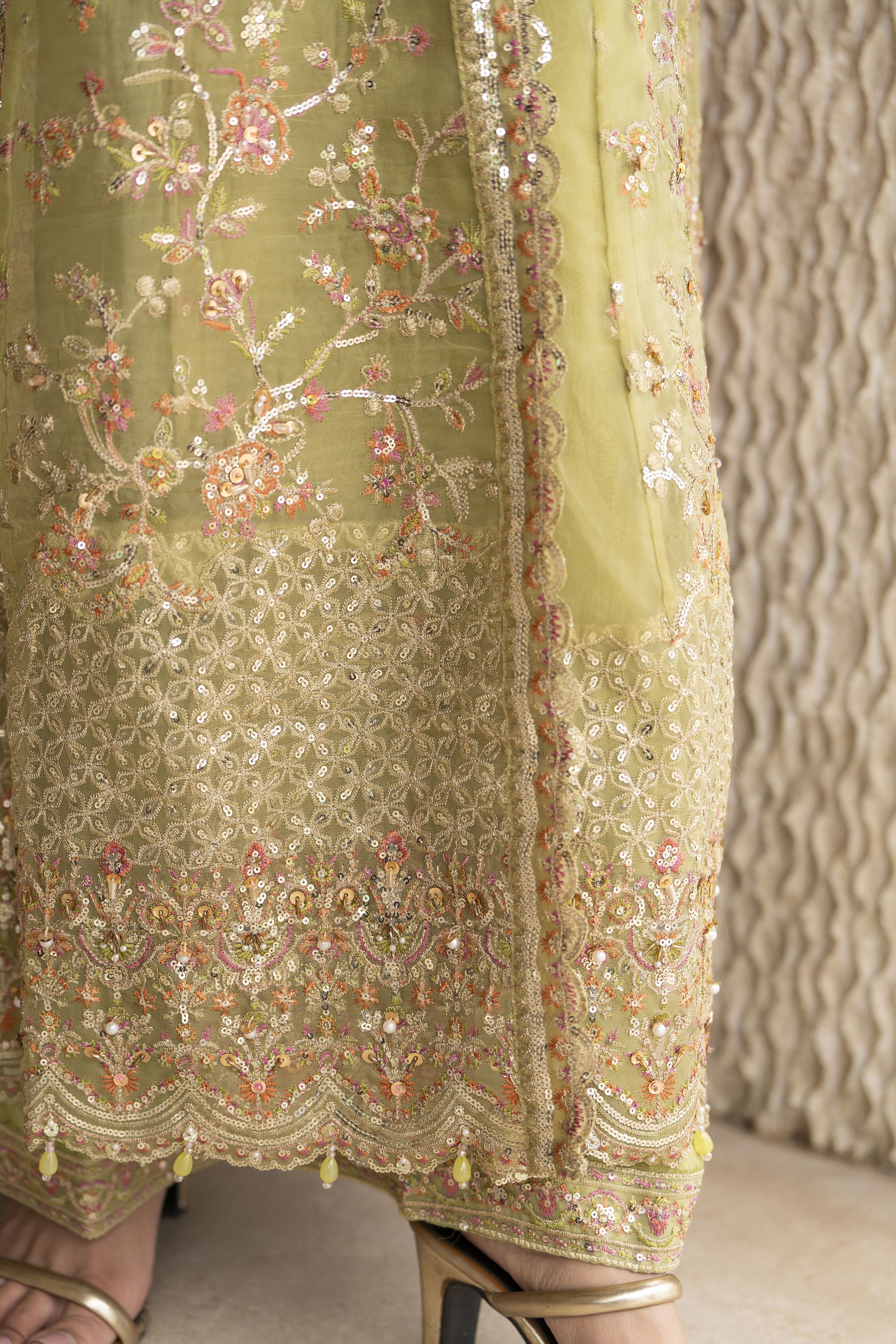 Arwah The Wedding Guest Edit 3pc Handworked Organza Angrakha – ASG5