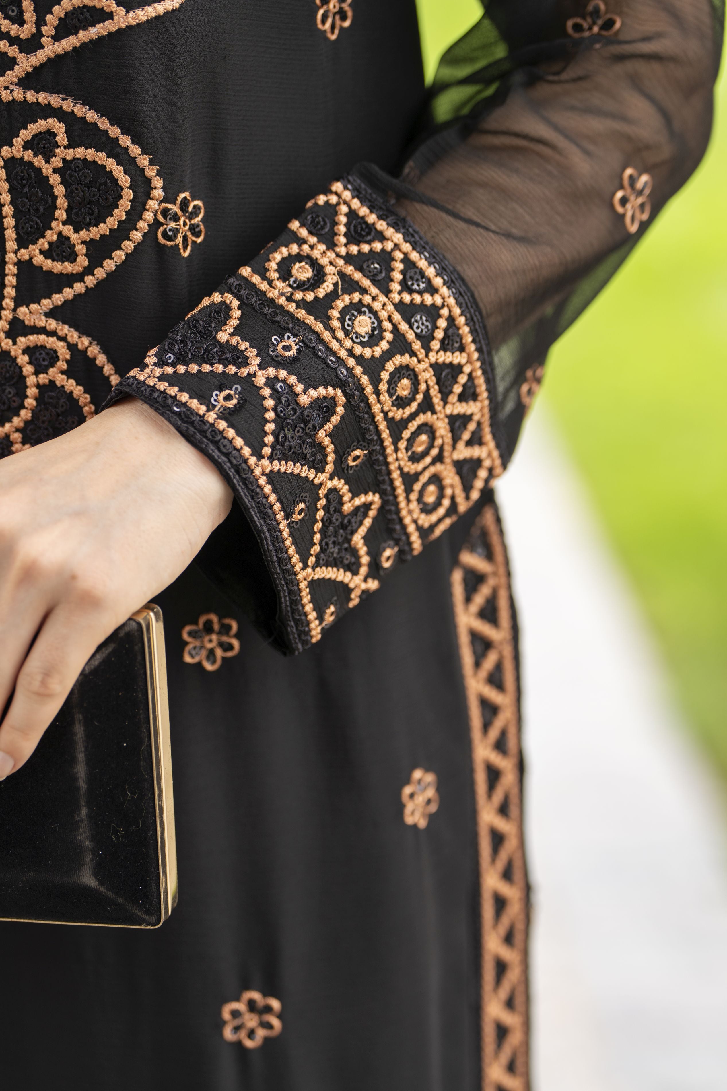 Whispers by Aleezay – Black Chiffon 3pc Ready to Wear Dress WBA1