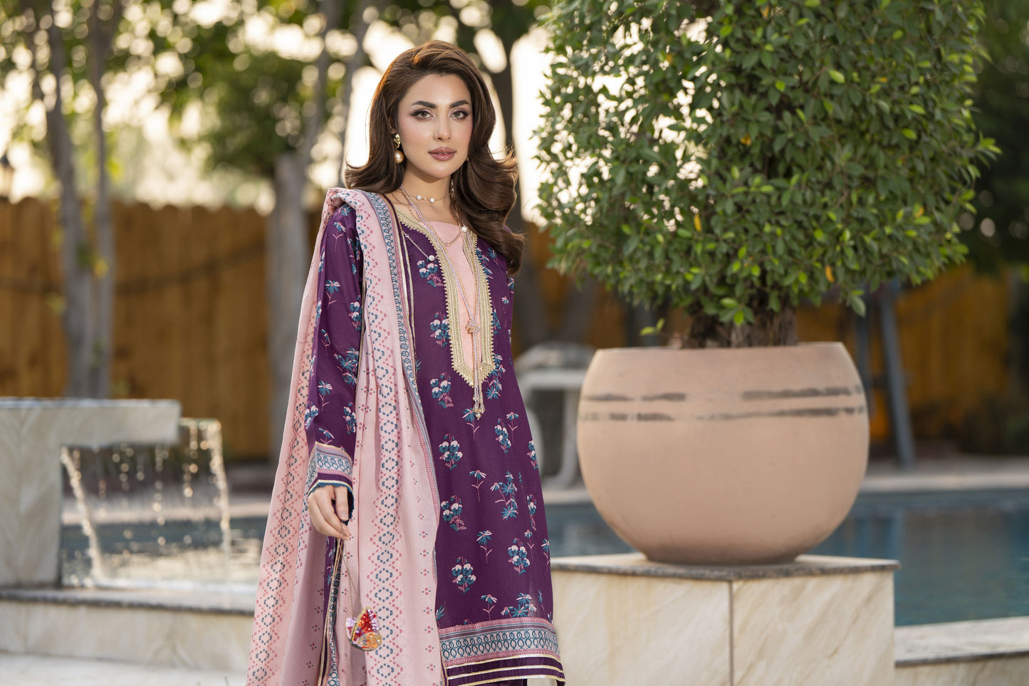 Zaina Bliss 3pc Printed Lawn Suit With Gota Work Dupatta Bliss3