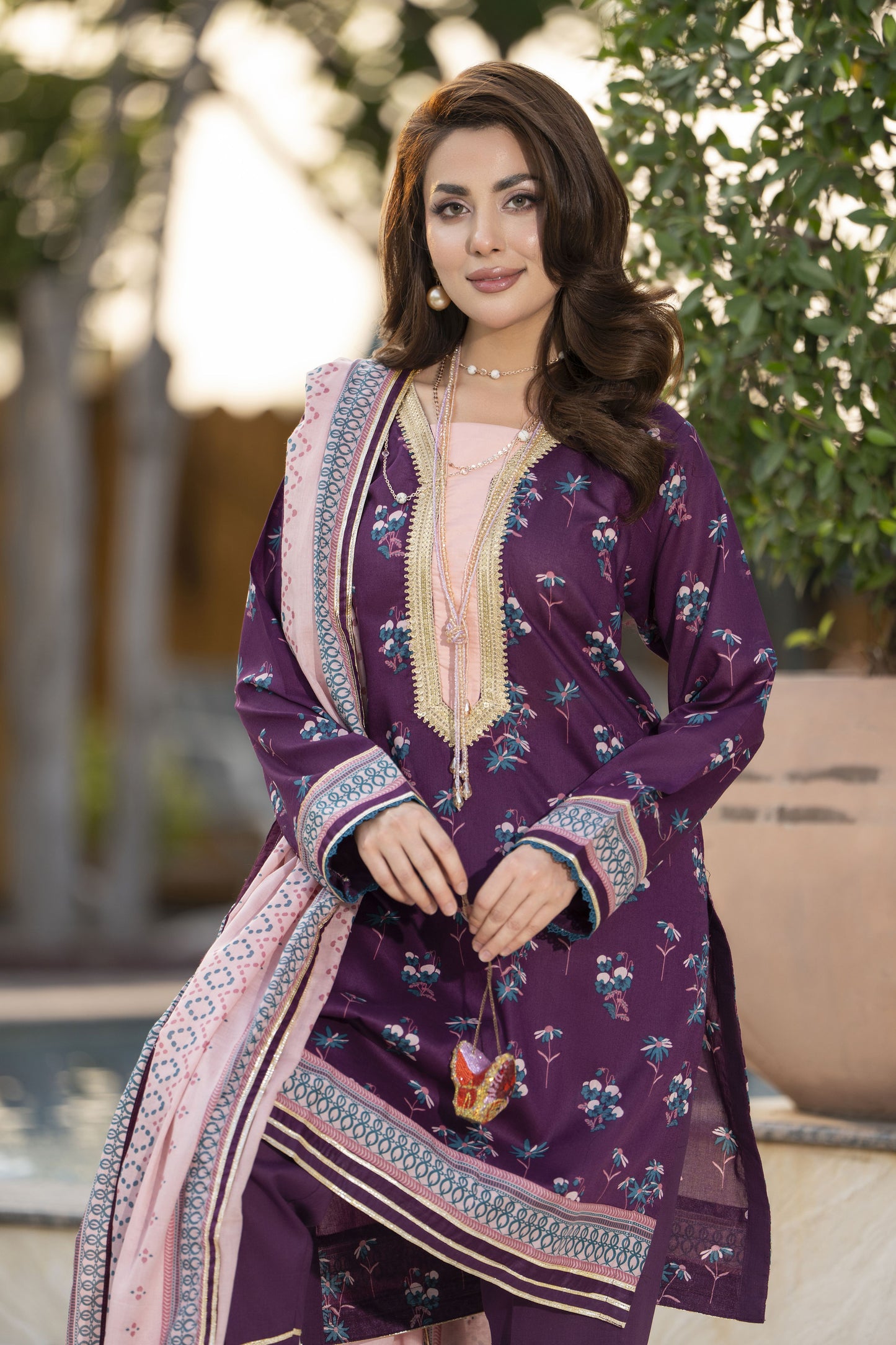 Zaina Bliss 3pc Printed Lawn Suit With Gota Work Dupatta Bliss3